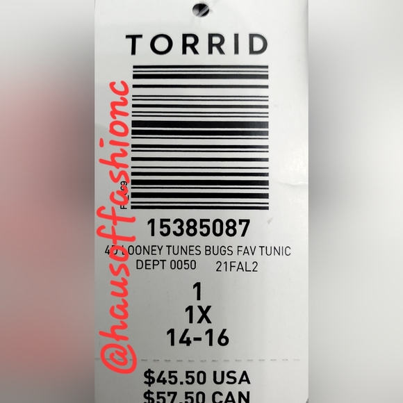 TORRID Looney Tunes Bugs Bunny Super Soft Favorite Tunic! NWT! - Picture 9 of 9
